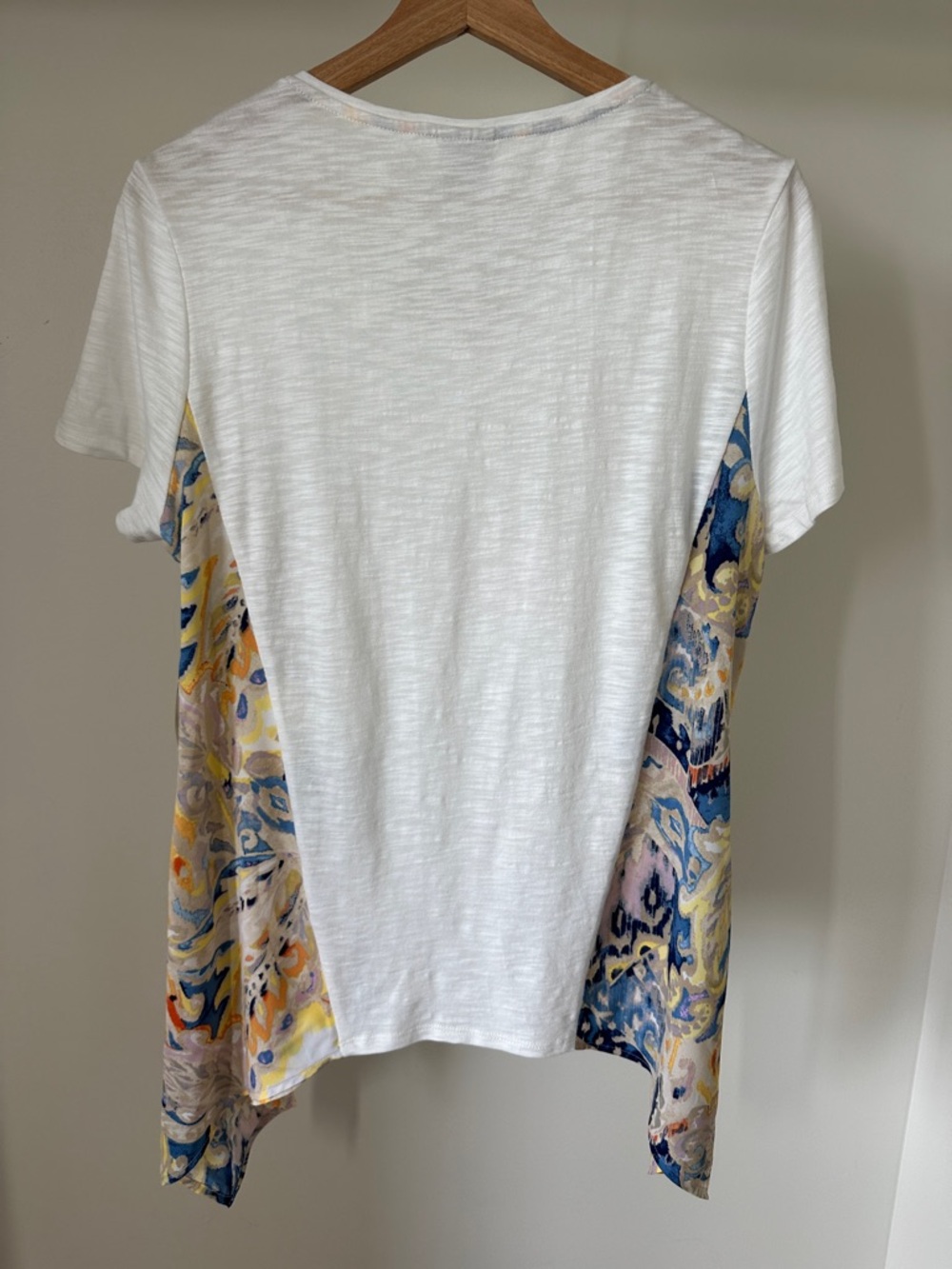 NWT Chico’s Paisley Knit Woven Pattern Asymmetrical Tee - Picture 6 of 7
